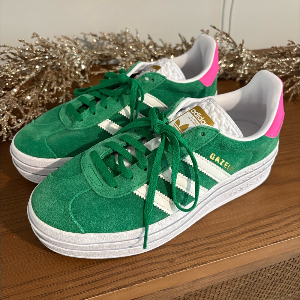 Adidas Gazelle Green and White Sneakers